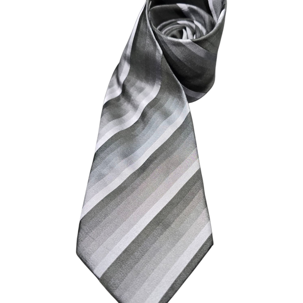 Pre-Owned Men's Kenneth Cole Reaction Grey Striped Dress Necktie Business Casual